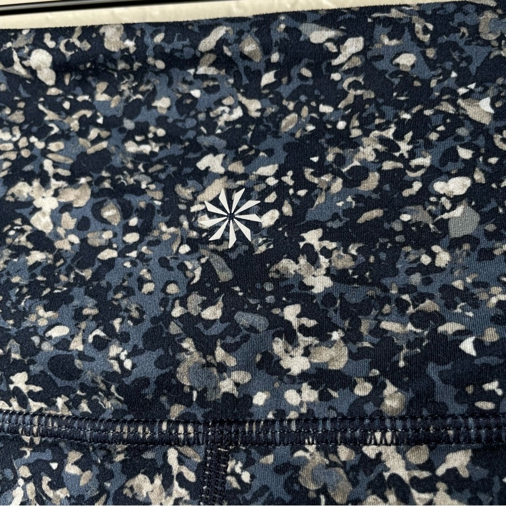 Athleta Sandstone Salutation 7/8 Tight Navy Leggings Pattern Mesh Details - Picture 11 of 13